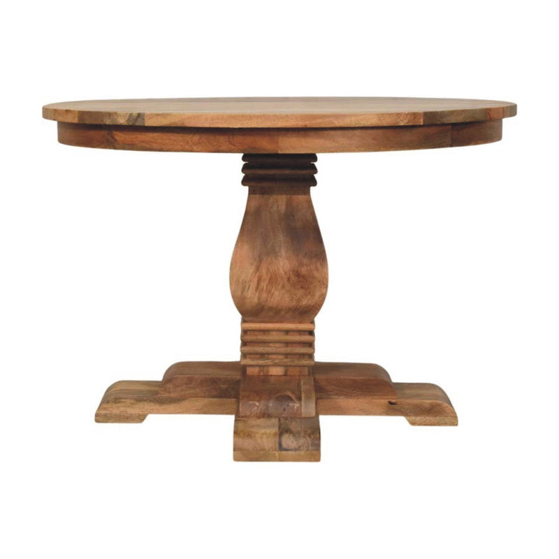 Solid Wood Pedestal Base Round Top Dining Table - Brown