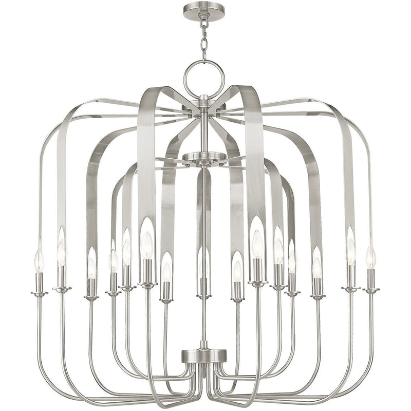 42" Multi Light Dimmable Chandelier With Shades - Nickel