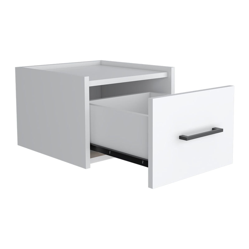 Wood One Drawer Floating Nightstand (734194) - White