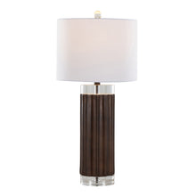 Load image into Gallery viewer, Cylinder - Fluted Contemporary Table Lamp (Set of 2) - Brown / Clear / White

