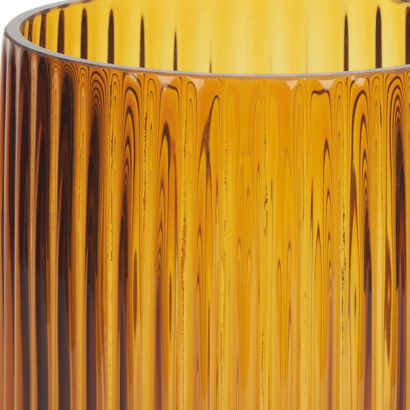 Cylinder Ribbed Table Vase - Amber