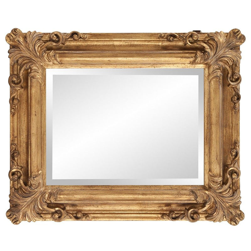 23" Antiqued Ornate Scroll Framed Accent Mirror - Gold