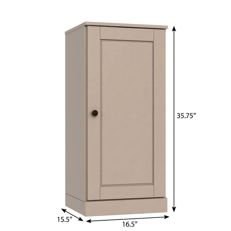 Solid Wood Adjustable Three Tier Library Bookcase With One Door (751369) - Beige