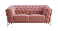 Load image into Gallery viewer, Stylish Velvet Loveseat With Diamond Tufts - Pink
