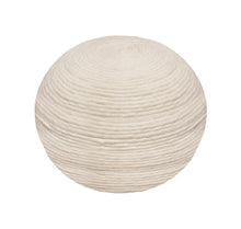 Load image into Gallery viewer, Wool Round Ribbed Pouf Ottoman - Ivory
