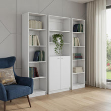 Load image into Gallery viewer, Five Tier Modular Bookcase With Two Doors (Set of 3) (546618) - White

