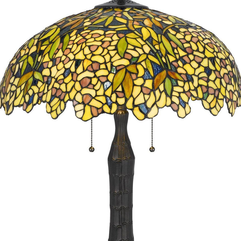 Abstract Two Light Round Tiffany Lamp With Dome Shade (752018) - Bronze