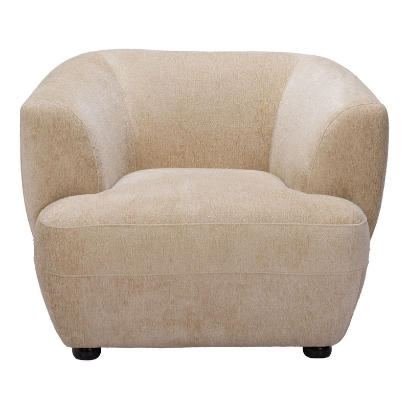 39" Faux Shearling And Upholstered Arm Chair - Beige / Black