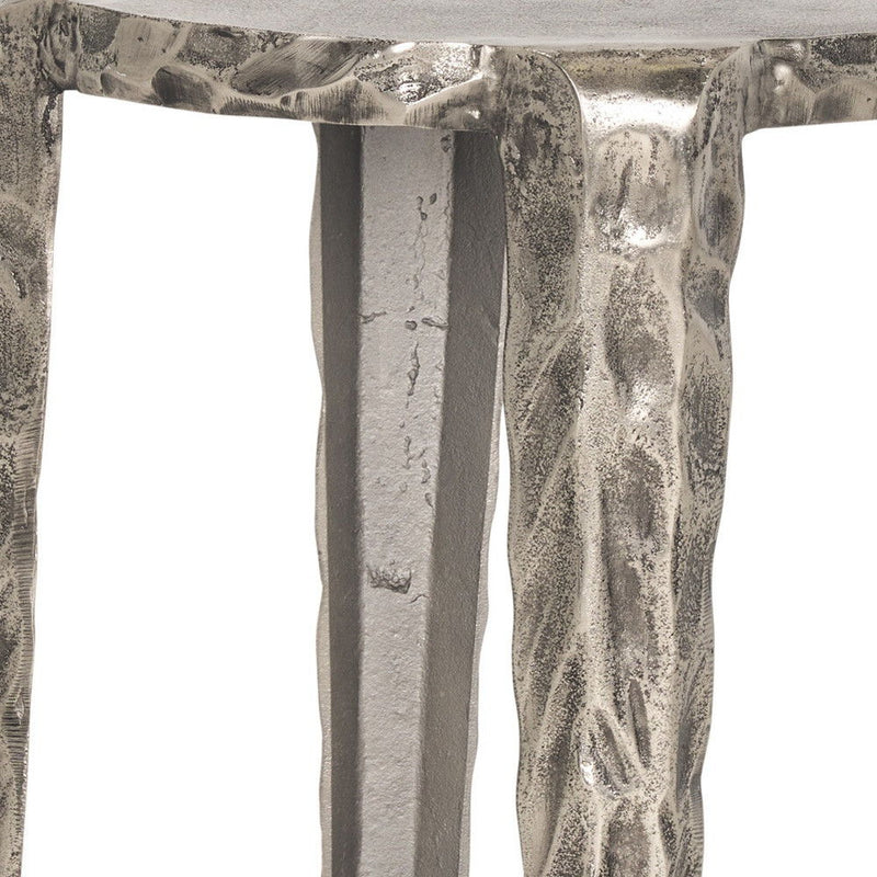 Distressed Aluminum Round End Table (605385) - Silver