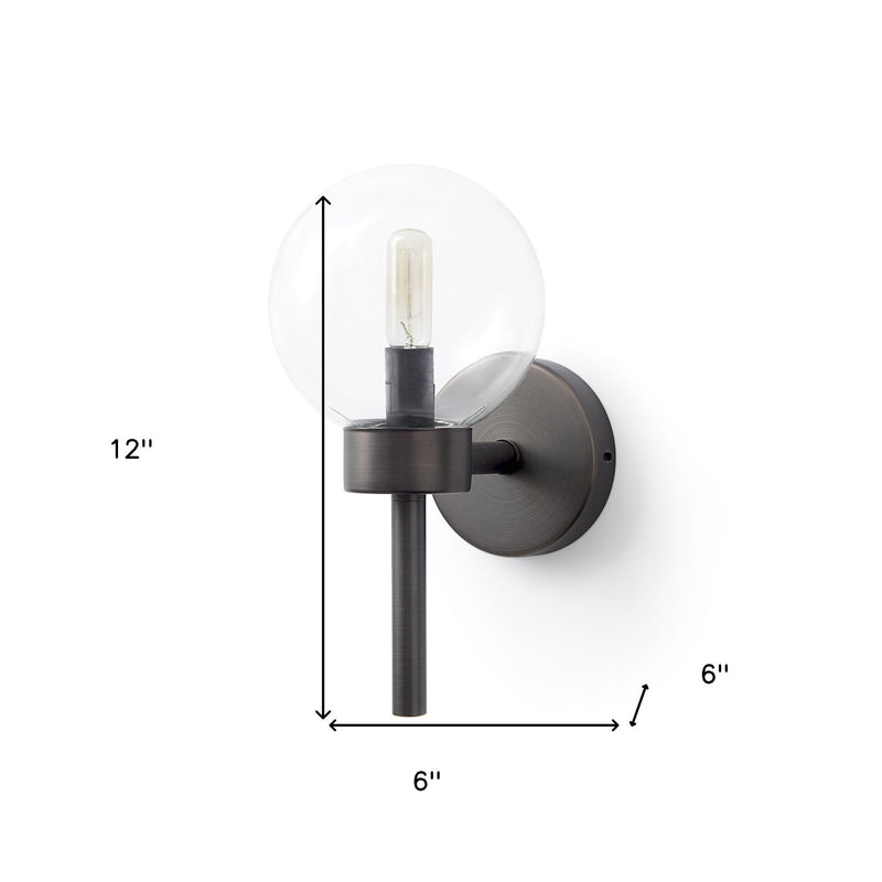 12'' Metal Glass Corner Wall Light - Black