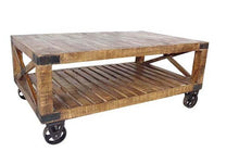 Load image into Gallery viewer, Traditional Cart Style Wooden Coffee Table - Natural
