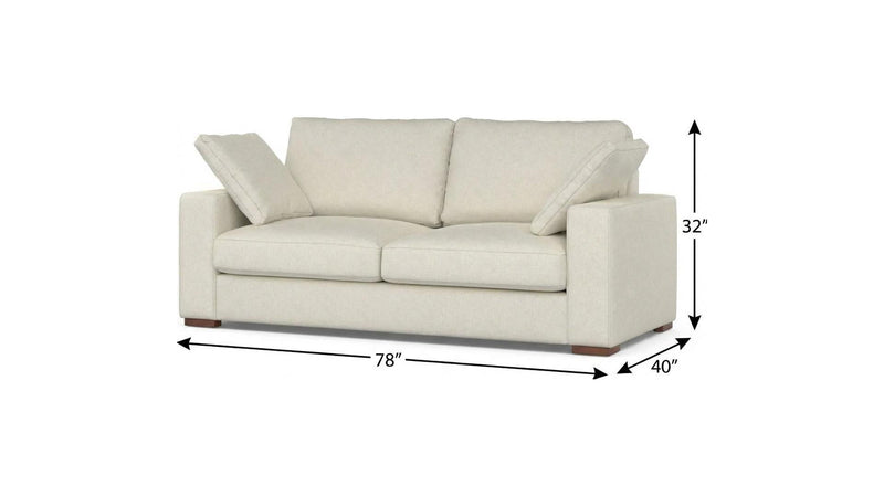 78" Fabric Sofa With Brown Legs - Cream