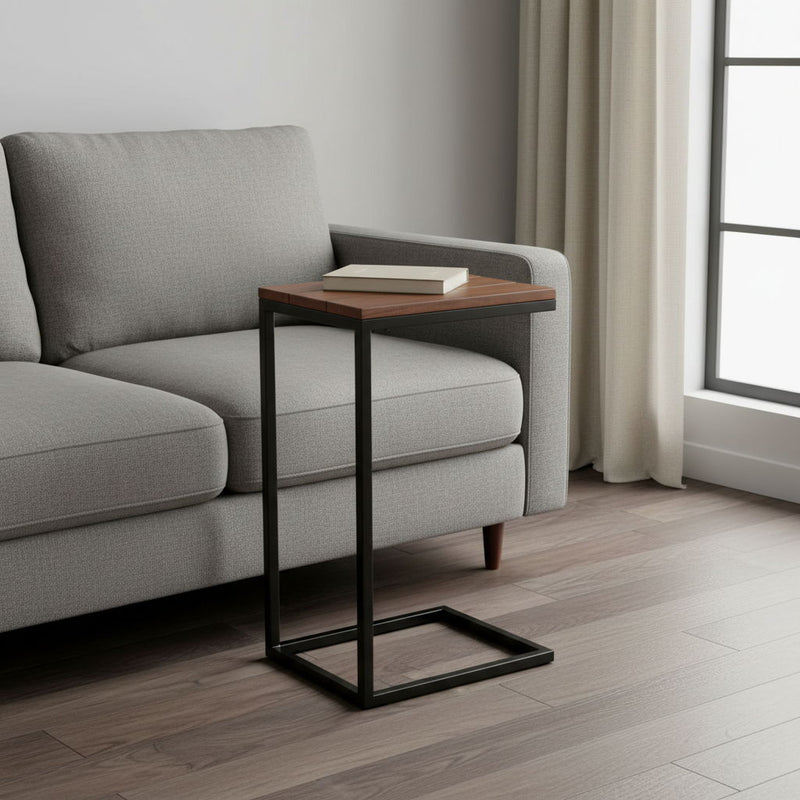 Solid Wood Rectangular End Table - Black And Chestnut