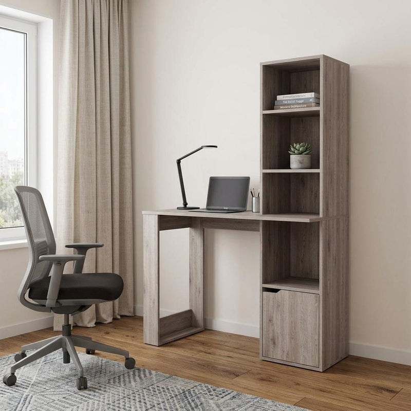 L Shape H-Shape Computer Desk - Gray
