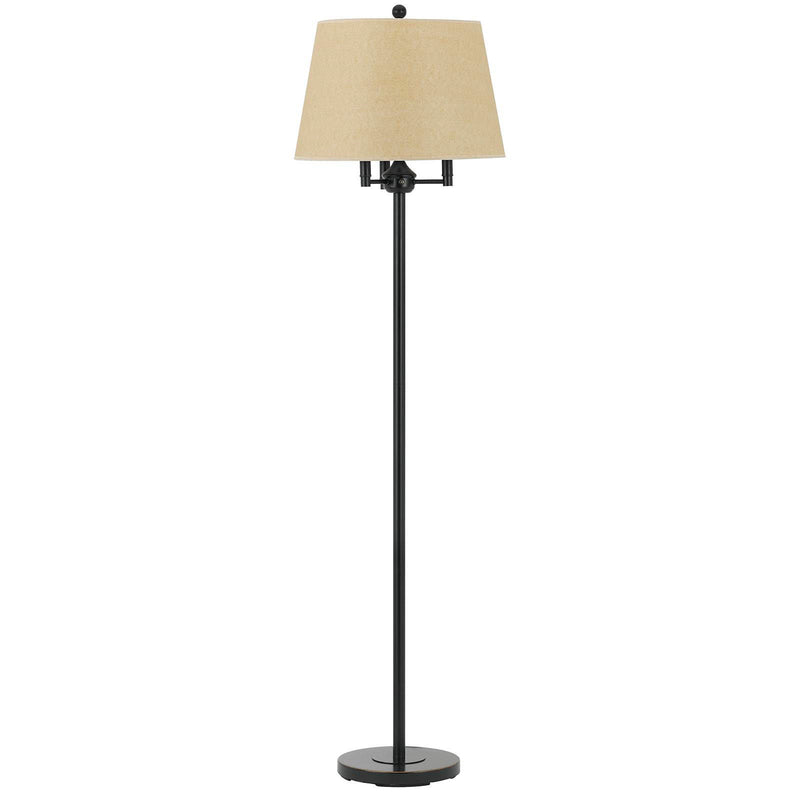 62" Four Light Traditional Shaped Floor Lamp With Beige Square Shade - Bronze
