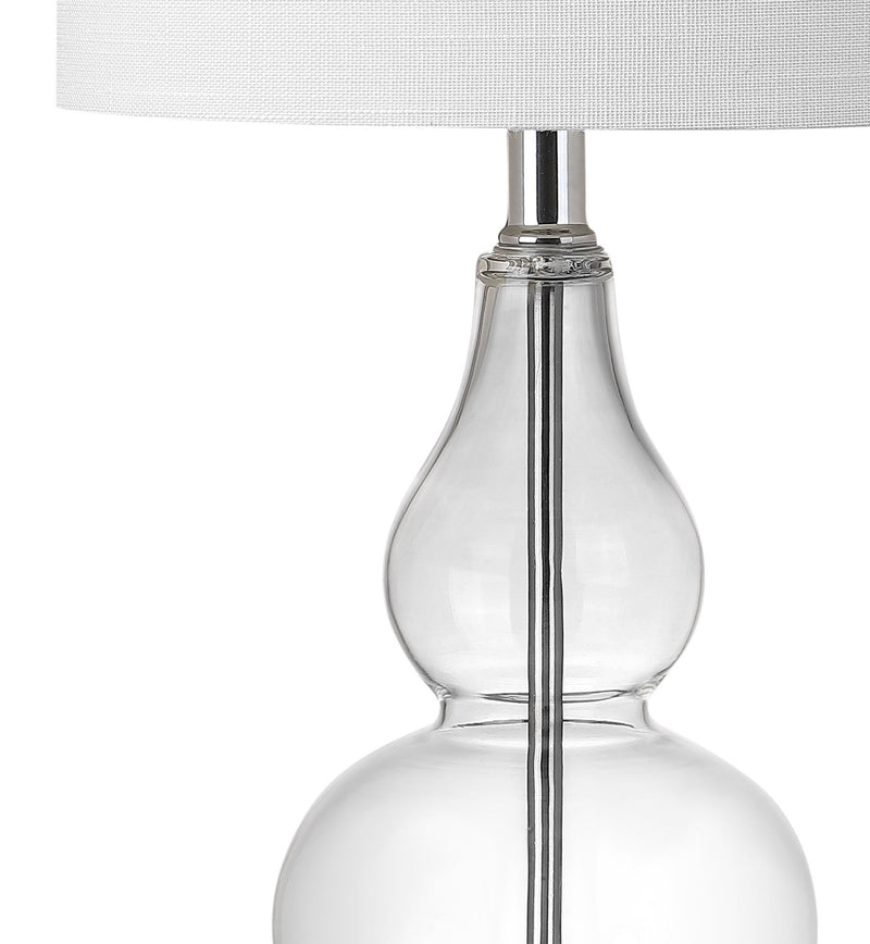Gourd Bedside Lamp With Drum Shade - Clear