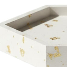 Load image into Gallery viewer, Resin Handmade Hexagon Trinket Tray - White / Gold

