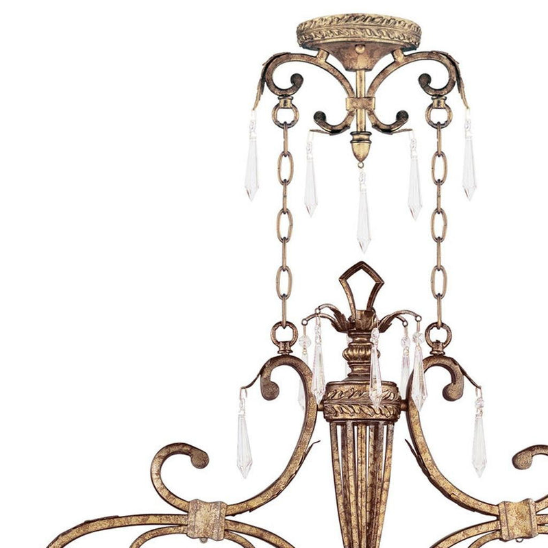 Two Light Metal Dimmable Chandelier With Shades - Gold