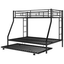 Load image into Gallery viewer, Twin over Full Bed with Sturdy Steel Frame, Bunk Bed with Twin Size Trundle, Two-Side Ladders, Black(OLD SKU:MF194424AAB)
