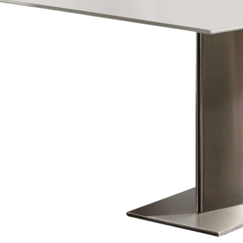 Genuine Marble Metal Coffee Table - White / Silver