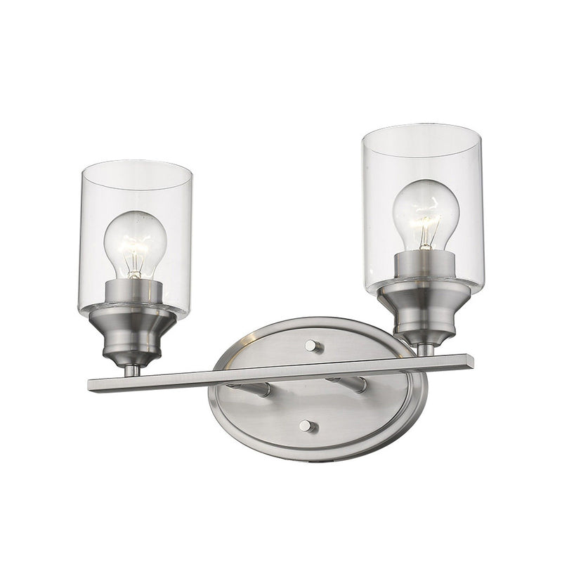 Two Light Wall Light With Clear Glass Shade - Silver