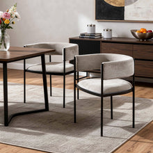 Load image into Gallery viewer, Fabric Steel Open Back Dining Arm Chairs (Set of 2) - Light Gray / Black
