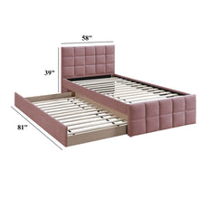 Load image into Gallery viewer, Contemporary Style Bed With Trundle Upholstered Headboard And Footboard Grid Pattern
