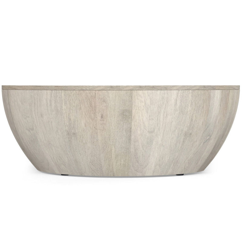 34" Solid Wood Round Solid Coffee Table - White