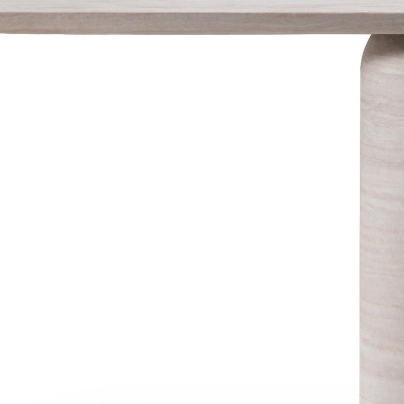 Genuine Marble And Stone Pedestal Console Table - Beige