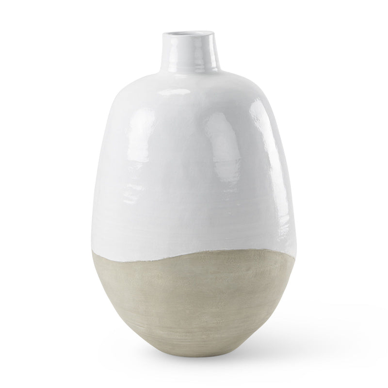 Block Round Floor Vase - White / White