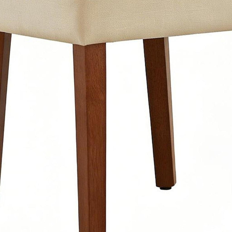 Linen Solid Wood Dining Side Chairs (Set of 2) - Beige / Brown