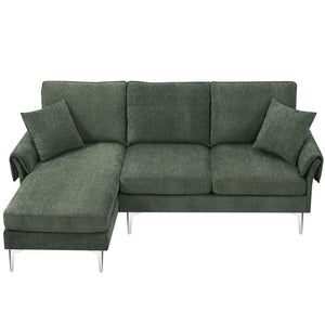 [VIDEO provided] [New]84 " Convertible Sectional Sofa, Modern Chenille L-Shaped Sofa Couch with Reversible Chaise Lounge, Fit for Living Room, Apartment(2 Pillows)