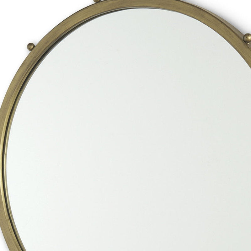 25" Metal Beaded Round Framed Accent Mirror - Gold