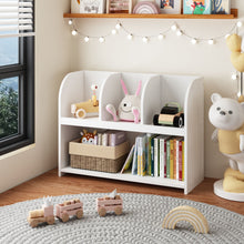 Load image into Gallery viewer, Bookcase With 4 Compartments, Storage Shelf For Toys And Books - White
