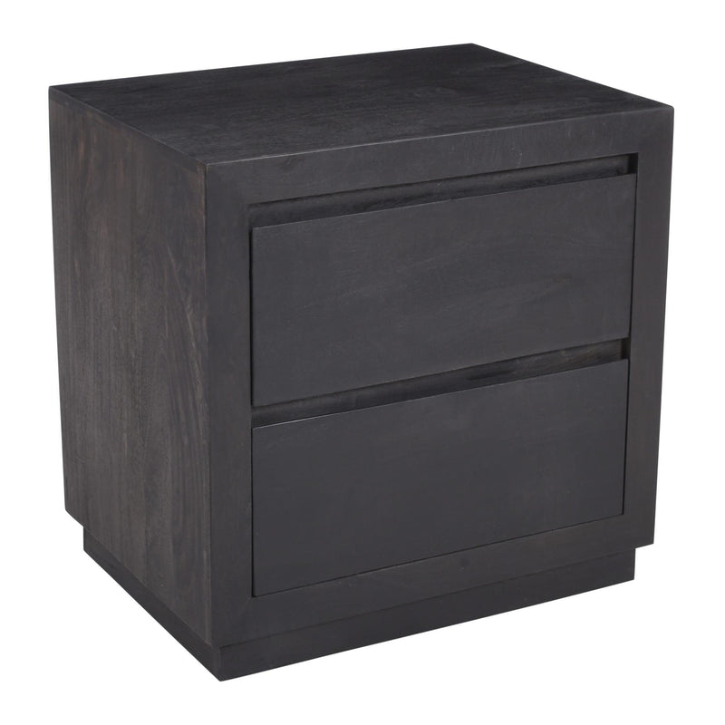 Solid Wood Distressed Two Drawer Nightstand - Brown