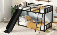 Load image into Gallery viewer, Metal Bunk Bed with Slide, Twin over Twin, Black
