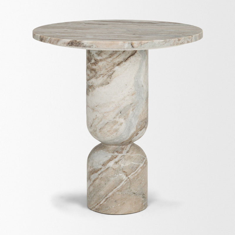 Marble Round Pedestal End Table - Pink / Pink