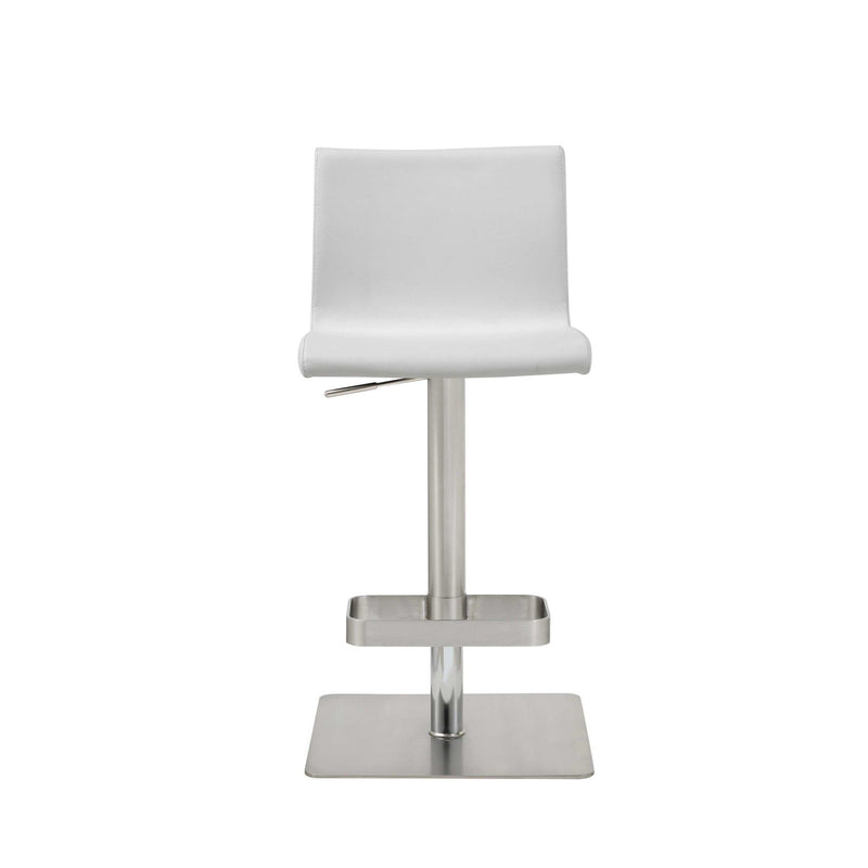 Stainless Steel Counter Height Bar Chair - White And Silver