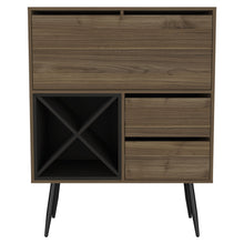 Load image into Gallery viewer, 46" Wood Console Bar Cabinet With Single Door And Two Drawers - Dark Brown And Black
