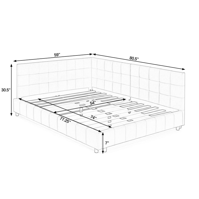 Elegant Design Storage Upholstered Tufted Bed Frame With Backrest And Armrests