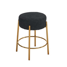 Load image into Gallery viewer, Round Bar Stools (Set of 2), Contemporary Upholstered Dining Stools For Kitchens, Coffee Shops And Bar Stores - Gold Legs
