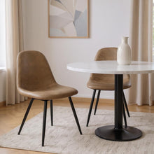 Load image into Gallery viewer, Faux Leather Metal Dining Side Chairs (Set of 2) - Light Brown / Black
