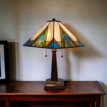 Load image into Gallery viewer, 22" Metal Two Light Candlestick Table Lamp With Shade - Dark Brown / Beige / Green
