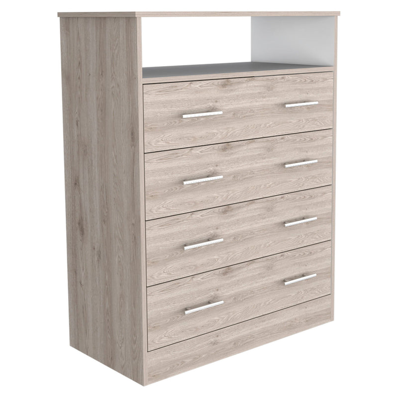 Four Drawer Standard Chest With Open Shelf - Light Gray