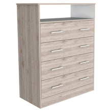 Load image into Gallery viewer, Four Drawer Standard Chest With Open Shelf - Light Gray
