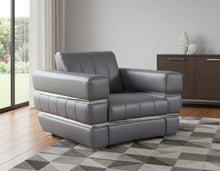 Load image into Gallery viewer, Stripe Top Grade Italian Leather Chair - Charcoal Gray
