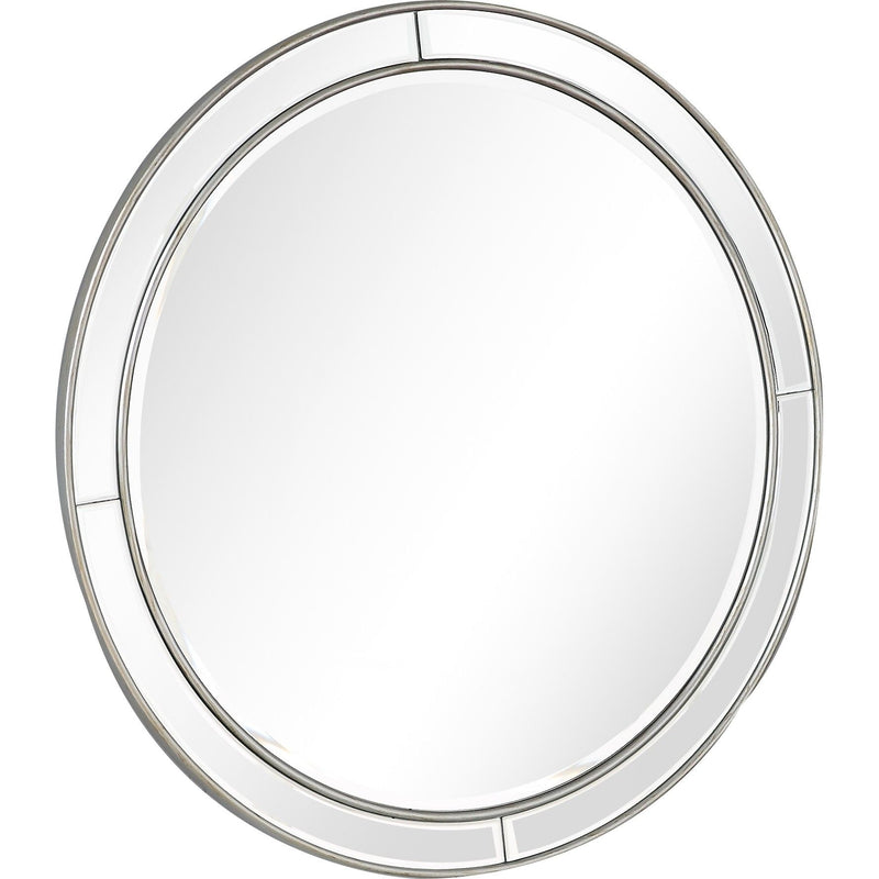36" Round Framed Accent Mirror - Silver