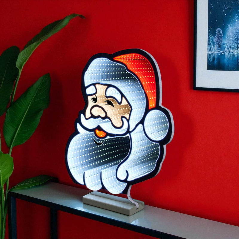 Christmas Santa Tabletop Sign With LED (633793) - Red / White