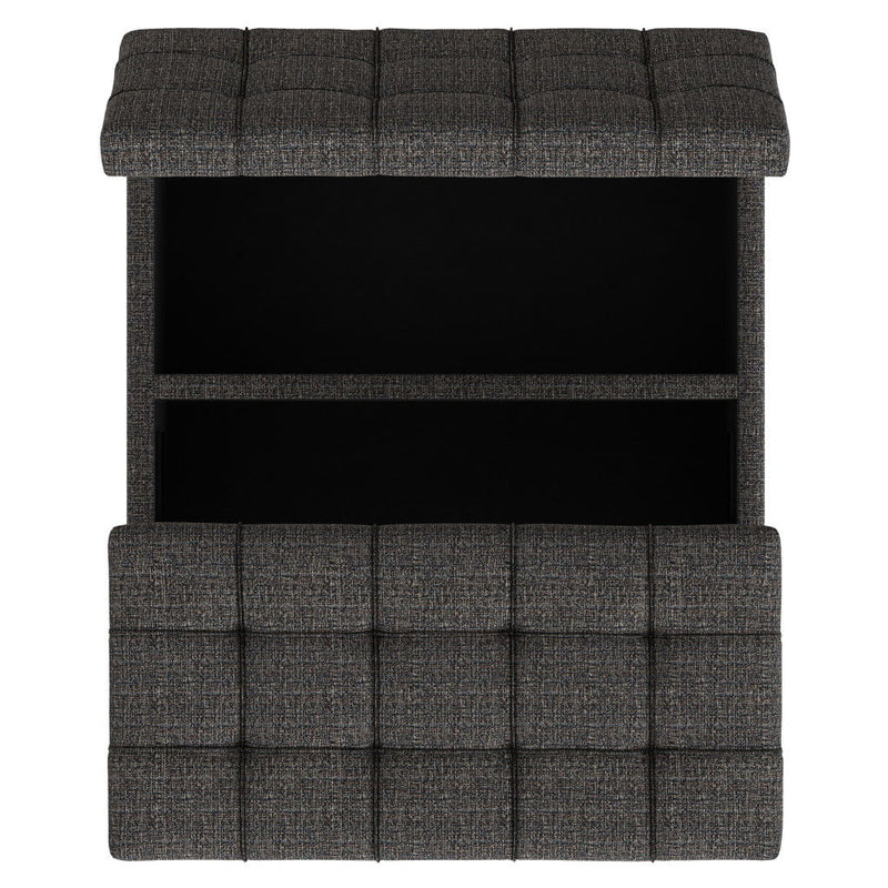 30" Ebony Fabric Cocktail Ottoman With Storage - Black