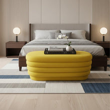 Load image into Gallery viewer, Velvet Tufted Oval Ottoman - Yellow

